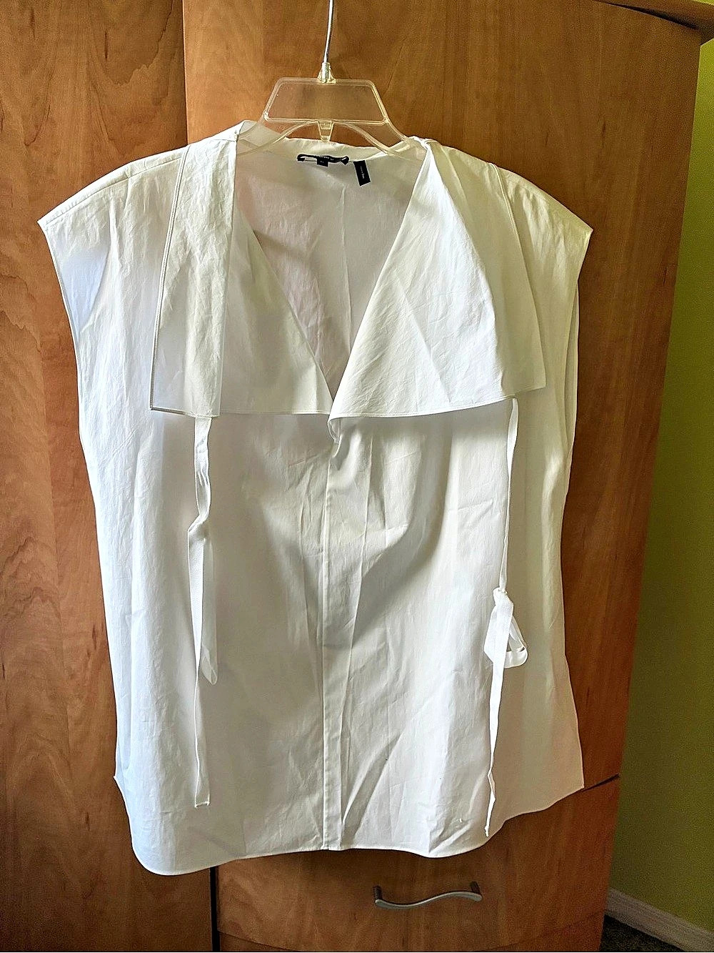 Theory Funnel Neck Tie Core Shirting White XL Like New